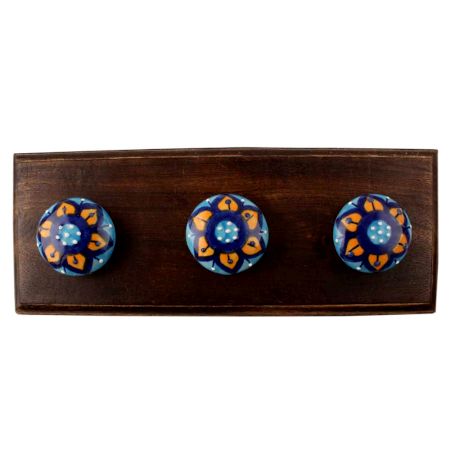 Mustard Flower Flat Ceramic Wooden Hook 